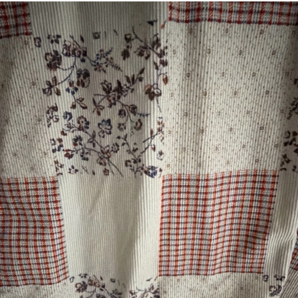 J. Crew Beige and Rust Patchwork Button-Down Shirt - image 2